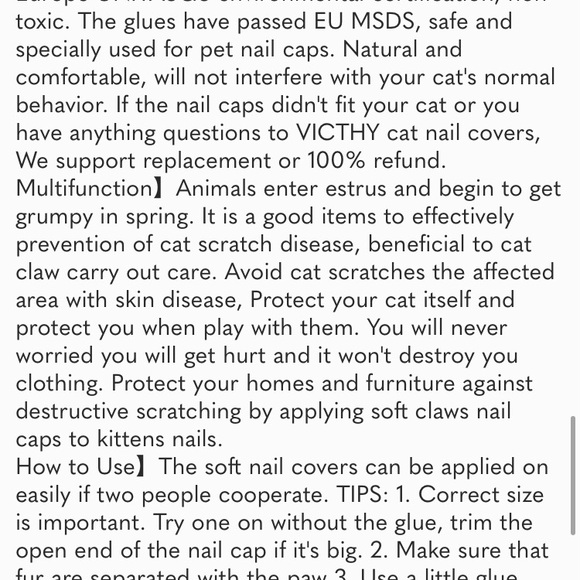 140pcs Cat Nail Caps, Soft Claws Nail Covers Claws with Glue and Applicators - Picture 7 of 8